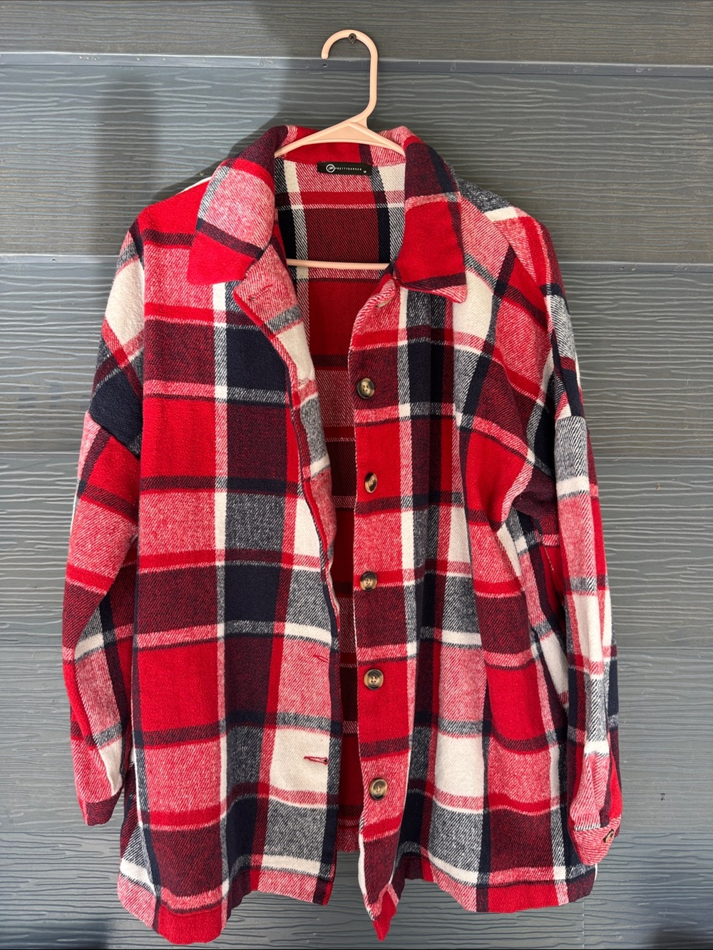 Red Plaid Flannel Shacket for Women